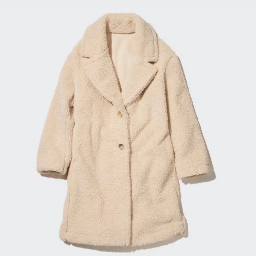Uniqlo Pile-Lined Fleece Tailored Coat in Beige - Picture 1 of 5
